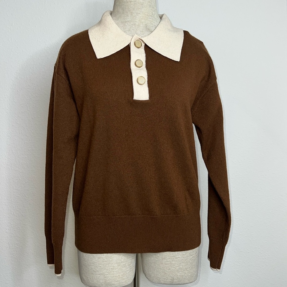 Simple Retro Collared Button Sweater